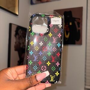 Louis Vuitton Black Multicolor Logo Phone Case for 14 Pro Max
